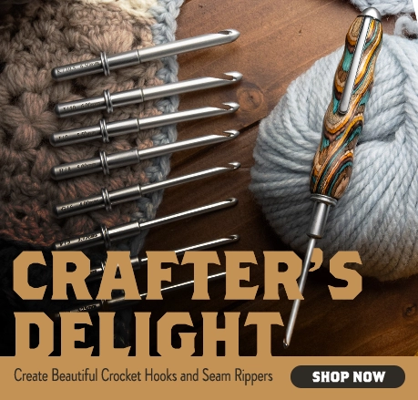 Crafter's Delight - create beautiful crochet hooks and seam rippers. Shop now (with photo of crochet hook and components)