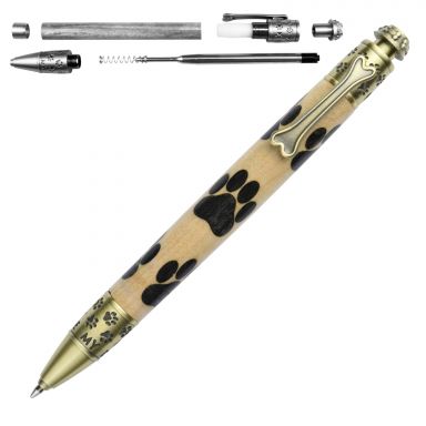 Puppy Paw Pen Inlay Kit and Dog Pen Kit in Antique Brass Combo Pack