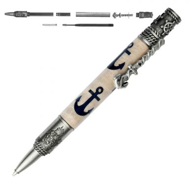 Anchor Pen Inlay Kit and Nautical Antique Pewter Pen Kit Combo Pack