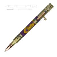 Purple Heart Medal Inlay Kit and Salute The Troops Bolt Action Antique Brass Pen Kit Combo Pack