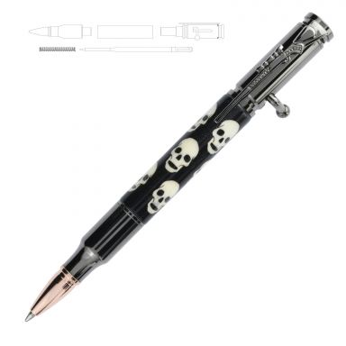 Skull V2 Pen Inlay Kit and Bolt Action Pen Kit in Gun Metal Combo Pack