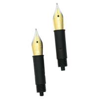 Fountain Pen Replacement Nib Assembly: Gold and Sliver Plate, 2 Pack, #5 Size, Broad Tip