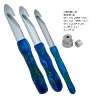 3 Jumbo Inline Crochet Hook Kit Set in Aluminum: Sizes P/19 15.00mm, S/50 20.00mm, T 25.00mm and Bus