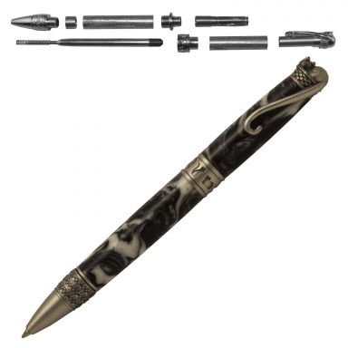 Cat Antique Pewter Twist Pen Kit