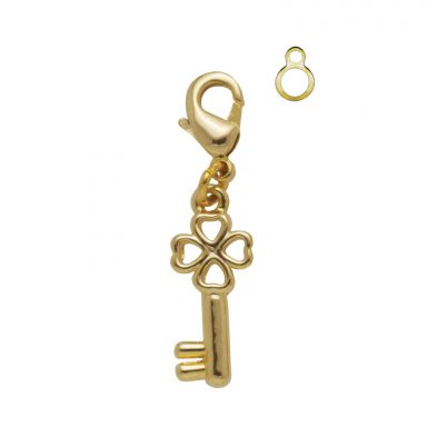 7mm Skeleton Key 24kt Gold Bling Pen Charm