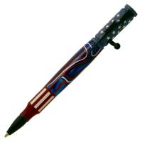 Bolt Action Ceramic Red, White and Blue Flag and Matte Black Pen Kit