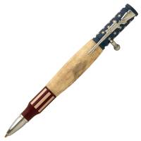 Bolt Action Ceramic Red, White and Blue Flag and Chrome Pen Kit