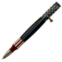 Bolt Action Ceramic Red, White and Blue Flag and Gun Metal Pen Kit