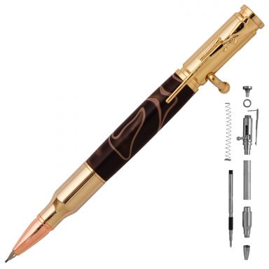 30 Caliber Bolt Action Gold Bullet Cartridge Pencil Kit