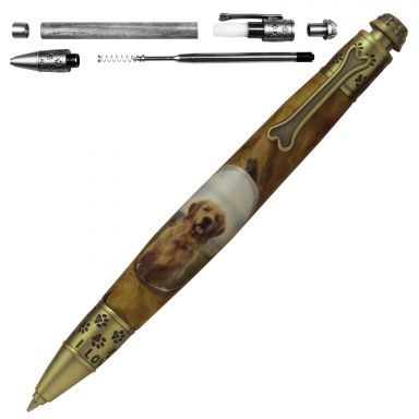 Dog Antique Brass Click Pen Kit