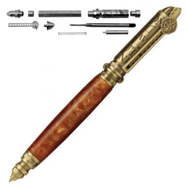 Firefighter "Push and Lock" Pen Kit in Antique Brass