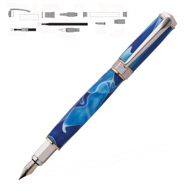 Vertex Supreme Chrome with Gold Accents Fountain Pen Kit