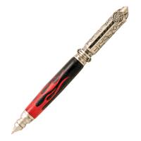 Red Flame Laser Inlay Pen Blank for Firefighter "Push and Lock" Pen Kit