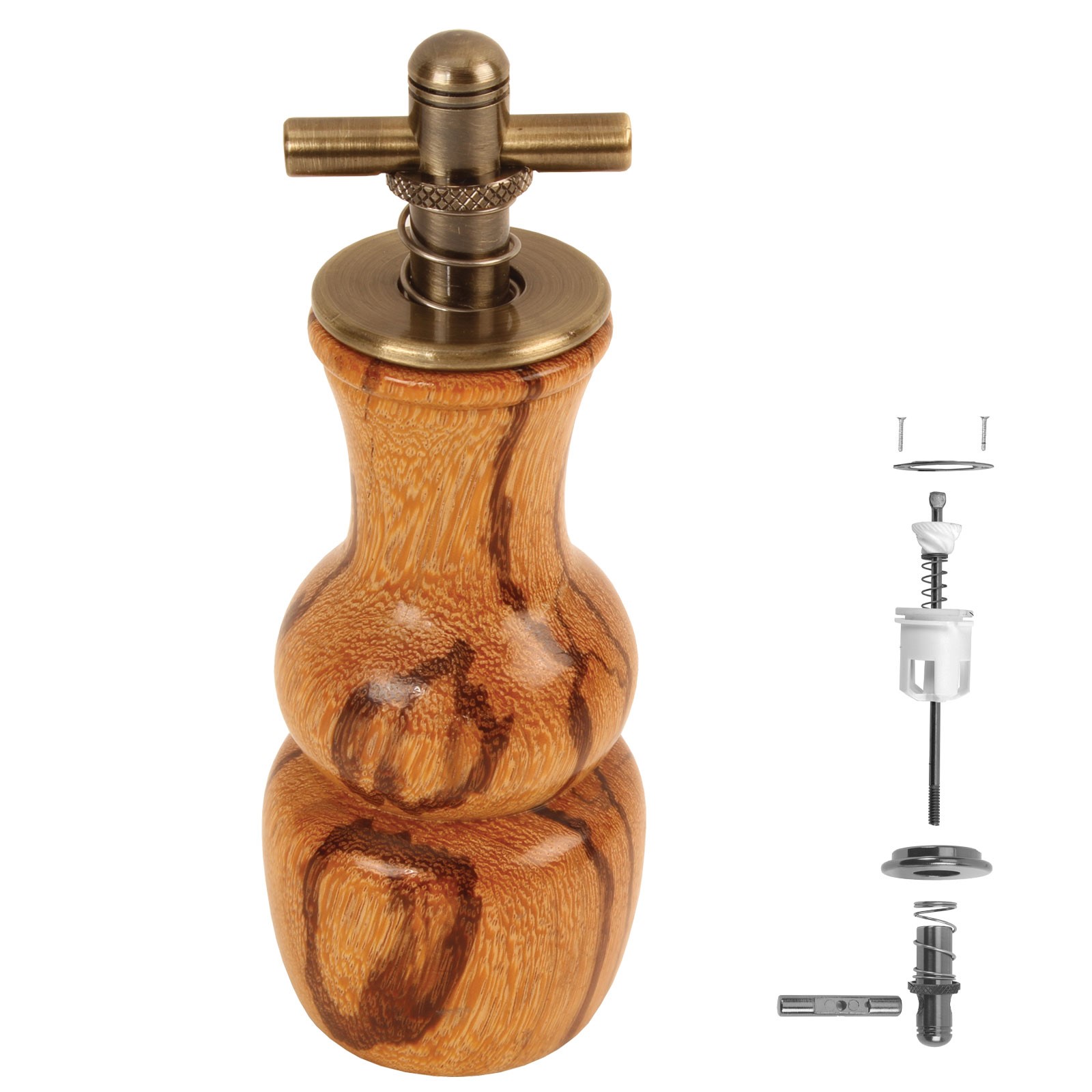 Antique Style Pepper Mill and Salt Mill Set in Olive Wood