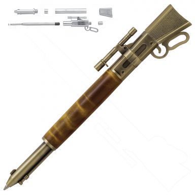 Lever Action Antique Brass Click Pen Kit with Metal Gunstock