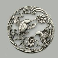 Hummingbirds Filigree Bowl Lid in Antique Pewter