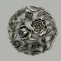 Roses Filigree Bowl Lid in Antique Pewter