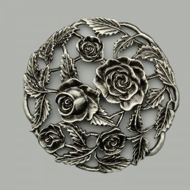 Roses Filigree Bowl Lid in Antique Pewter