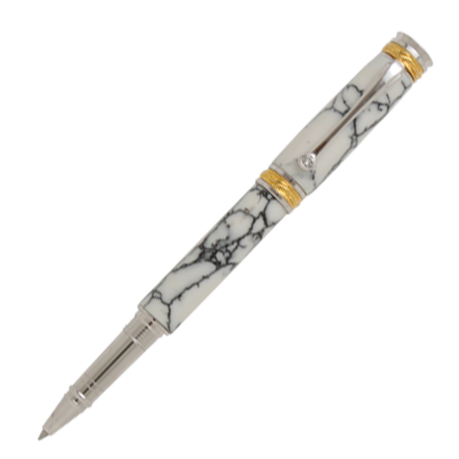 White marble TruStone Victorian 24kt Gold Fountain or Rollerball