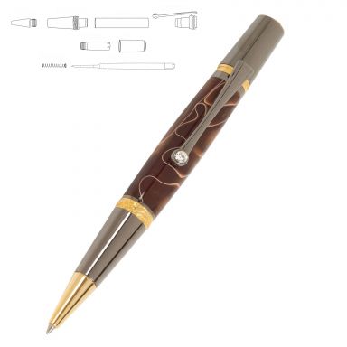 Majestic Squire Gold TN and Gun Metal Ballpoint Twist Pen Kit