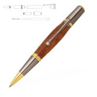 Majestic Squire 22kt 2-micron Gold and Gun Metal Ballpoint Twist Pen Kit