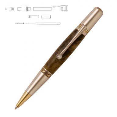 Majestic Squire Antique Brass and Pewter Twist Pen Kit