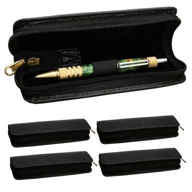 5 Pack - Black Leather Pen Pouch