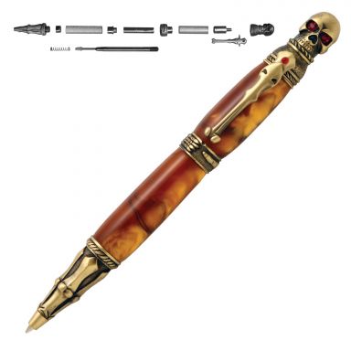 Skull Antique Brass Twist Pen Kit