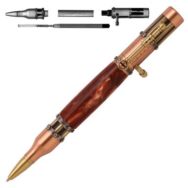 Steampunk Bolt Action Antique Copper and Antique Brass Pen Kit