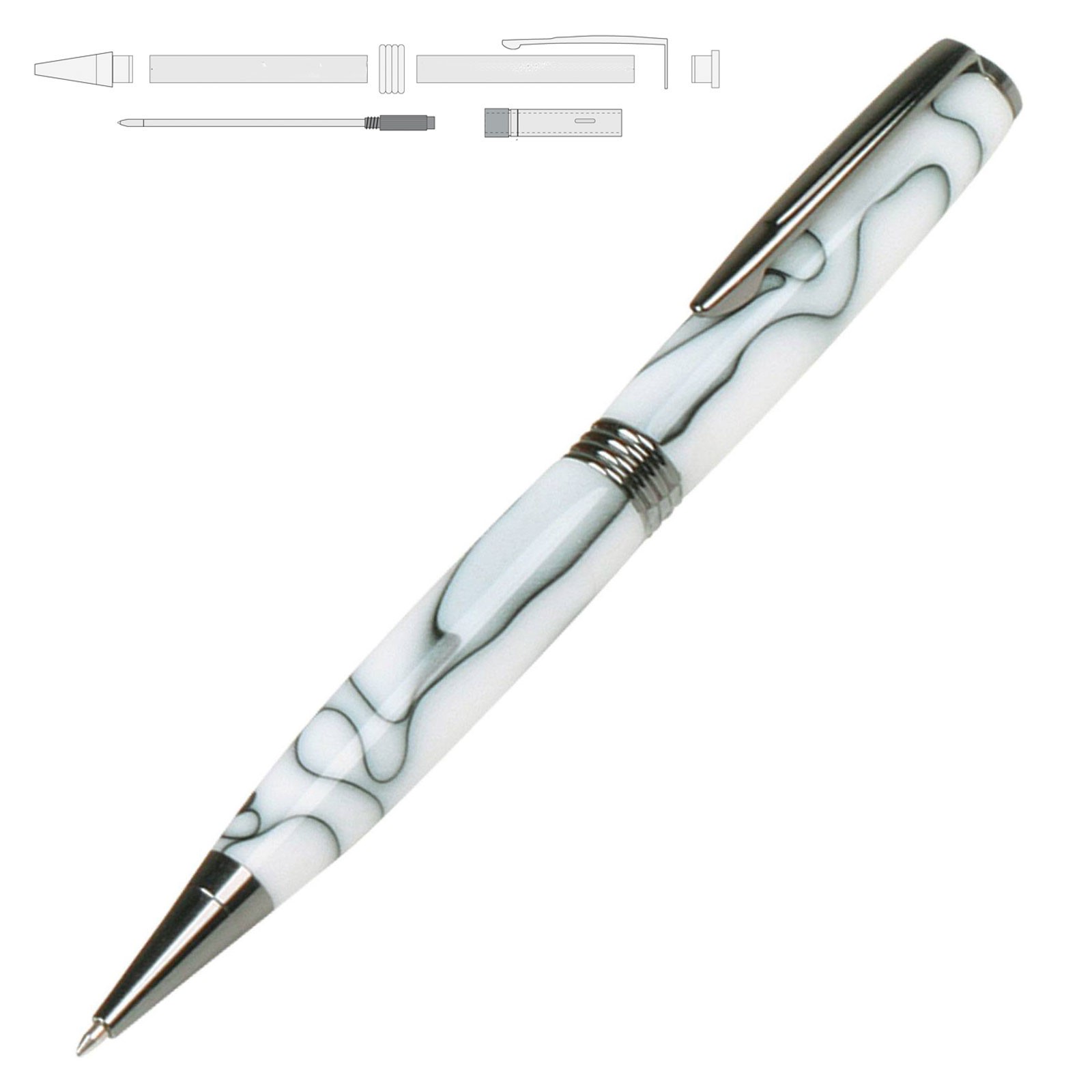 Slimline Pen Kit for Wood Turning || 10 Pack with Multiple Finishes || 7mm  Twist Pen Kit