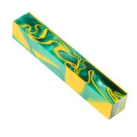 Kirinite Green & Yellow Pattern Style 3/4 in. x 3/4 in. x 5 in. Pen Blank